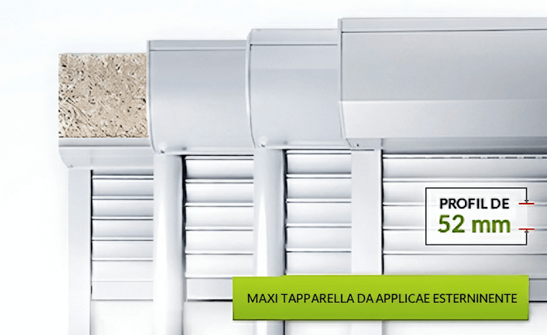 Qui potete trovare tapparelle in alluminio e plastica nel profilo maxi da 52 mm.